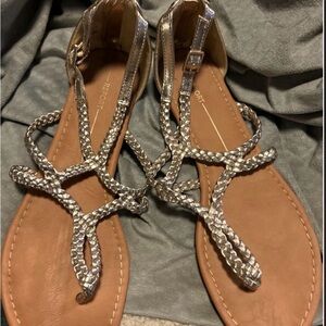 Report Women's Silver Braided Sandals